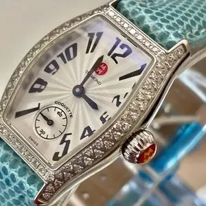 Authentic Michele Coquette Diamond Bezel Art Deco Style Watch Box Lizard Band Michele | Accessories | Authentic Michele Coquette Diamond  main image 3